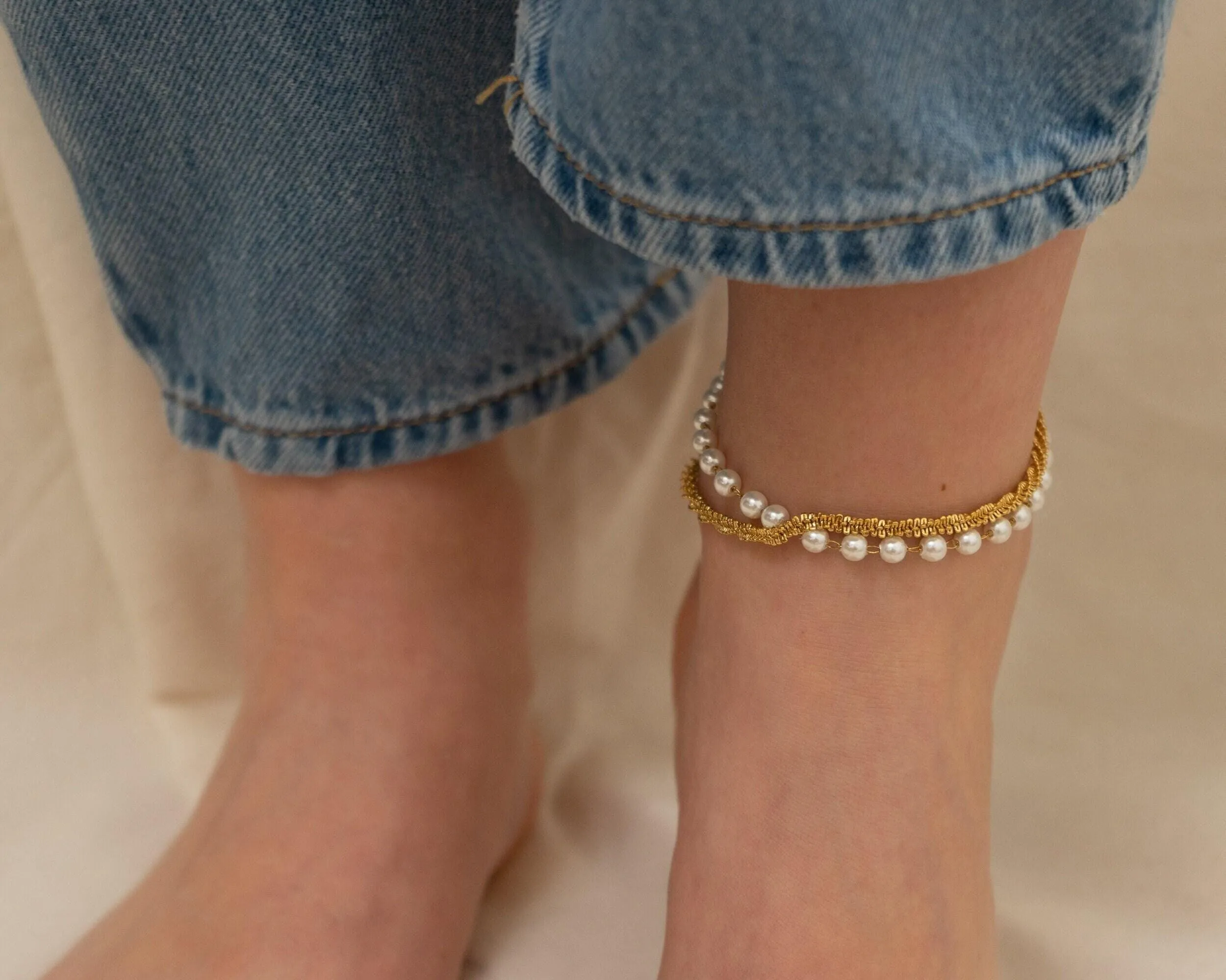 Gold Stainless Steel Popcorn Chain Anklet