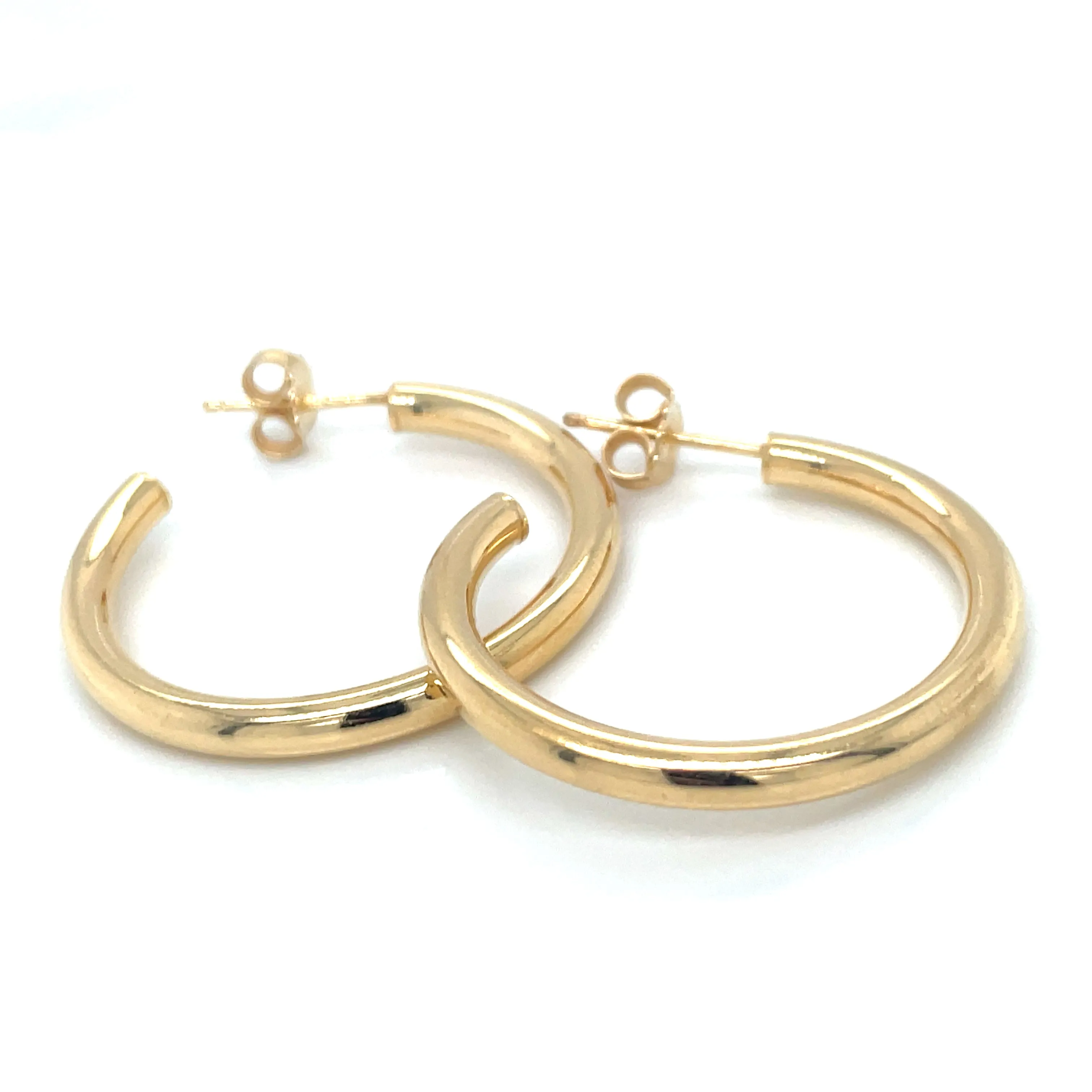 Golden Large Tubular Hoop Studs