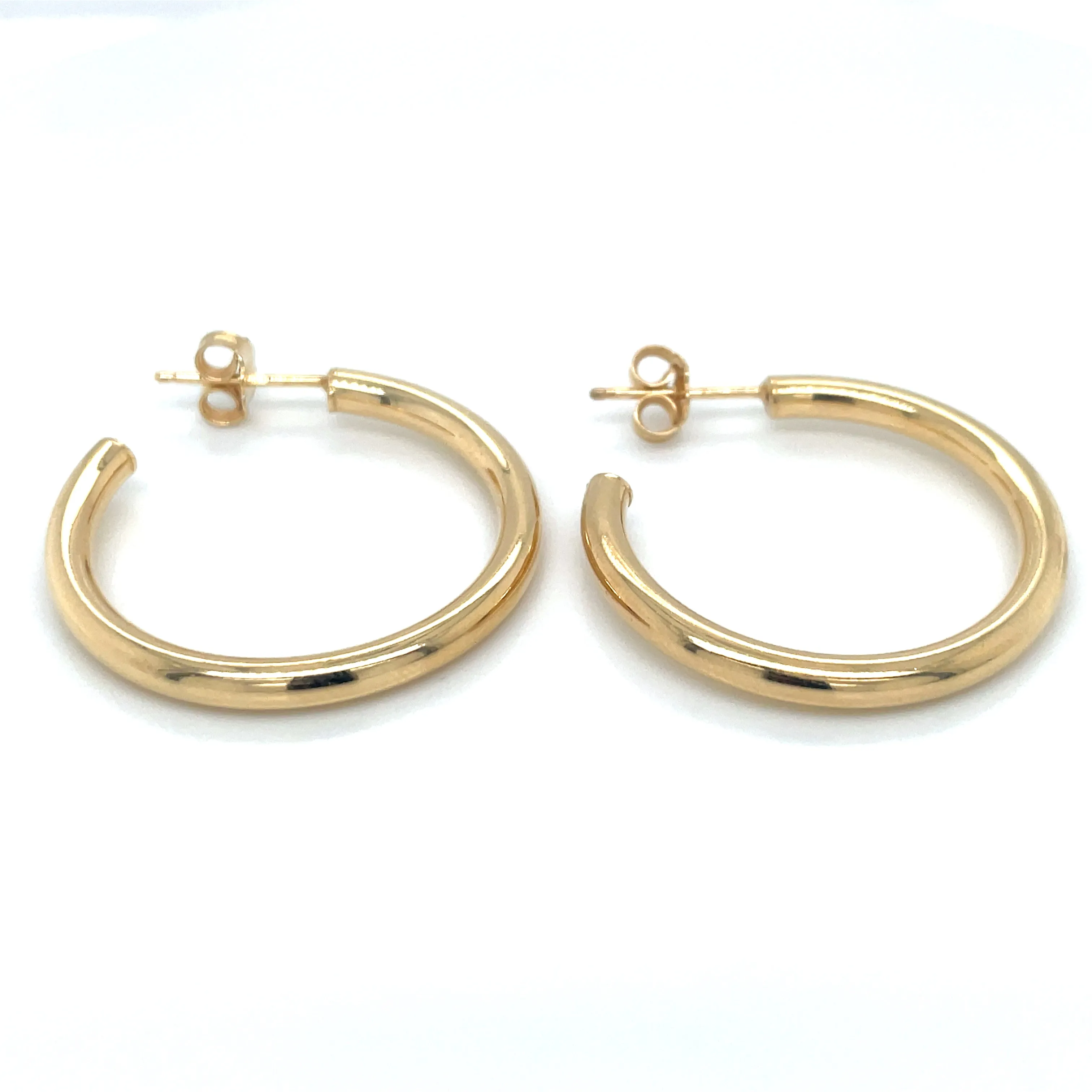 Golden Large Tubular Hoop Studs