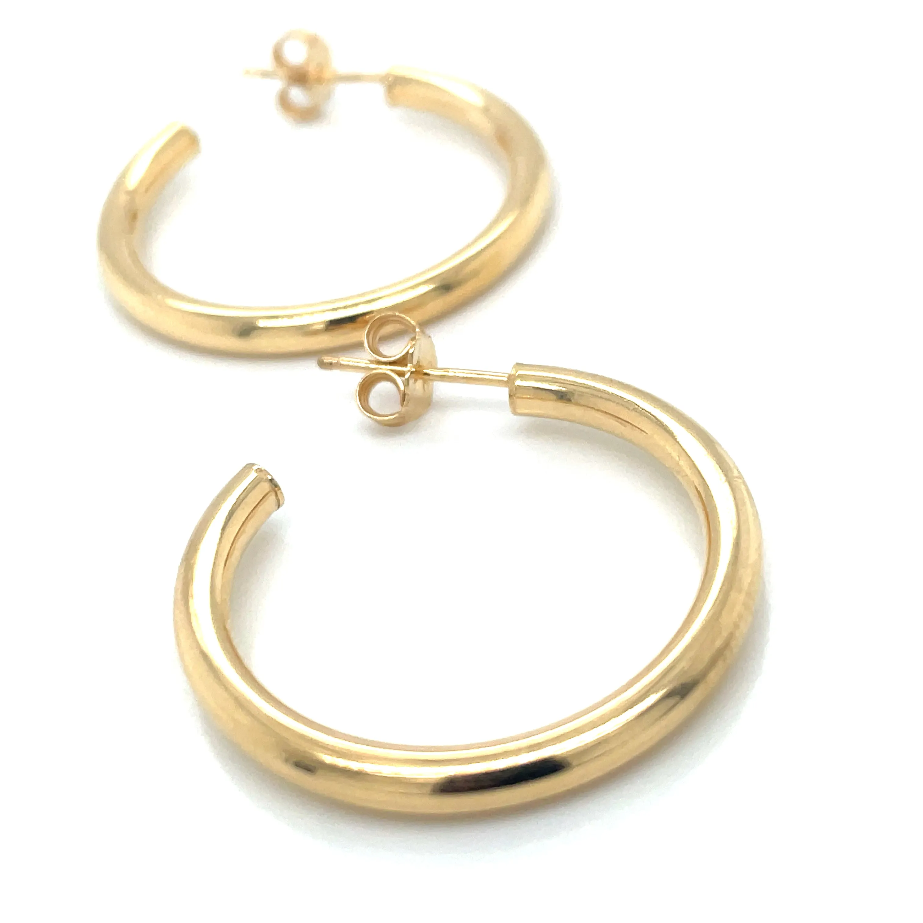 Golden Large Tubular Hoop Studs