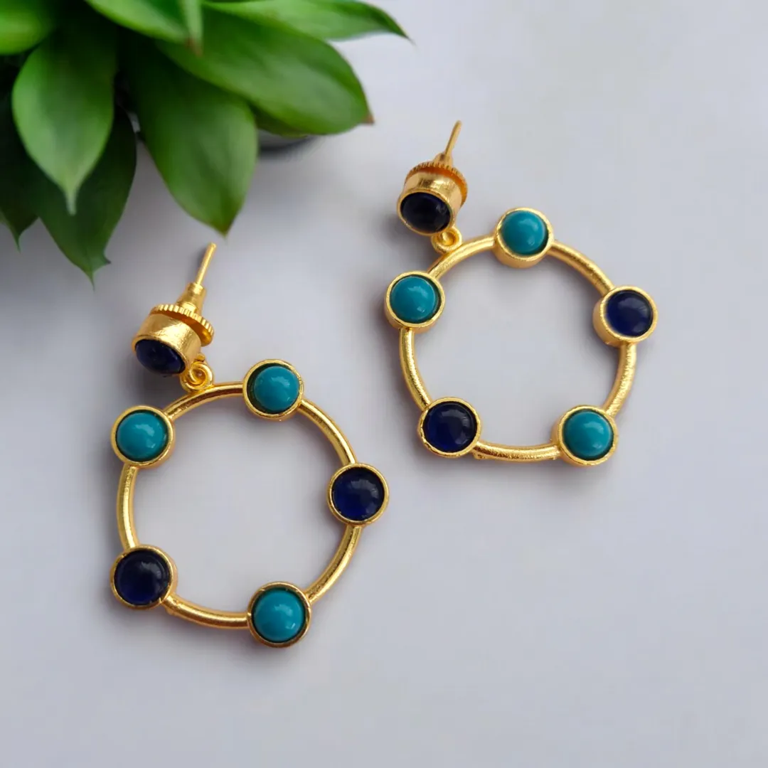 Graceful Loop : Blue Stone Studded Earring