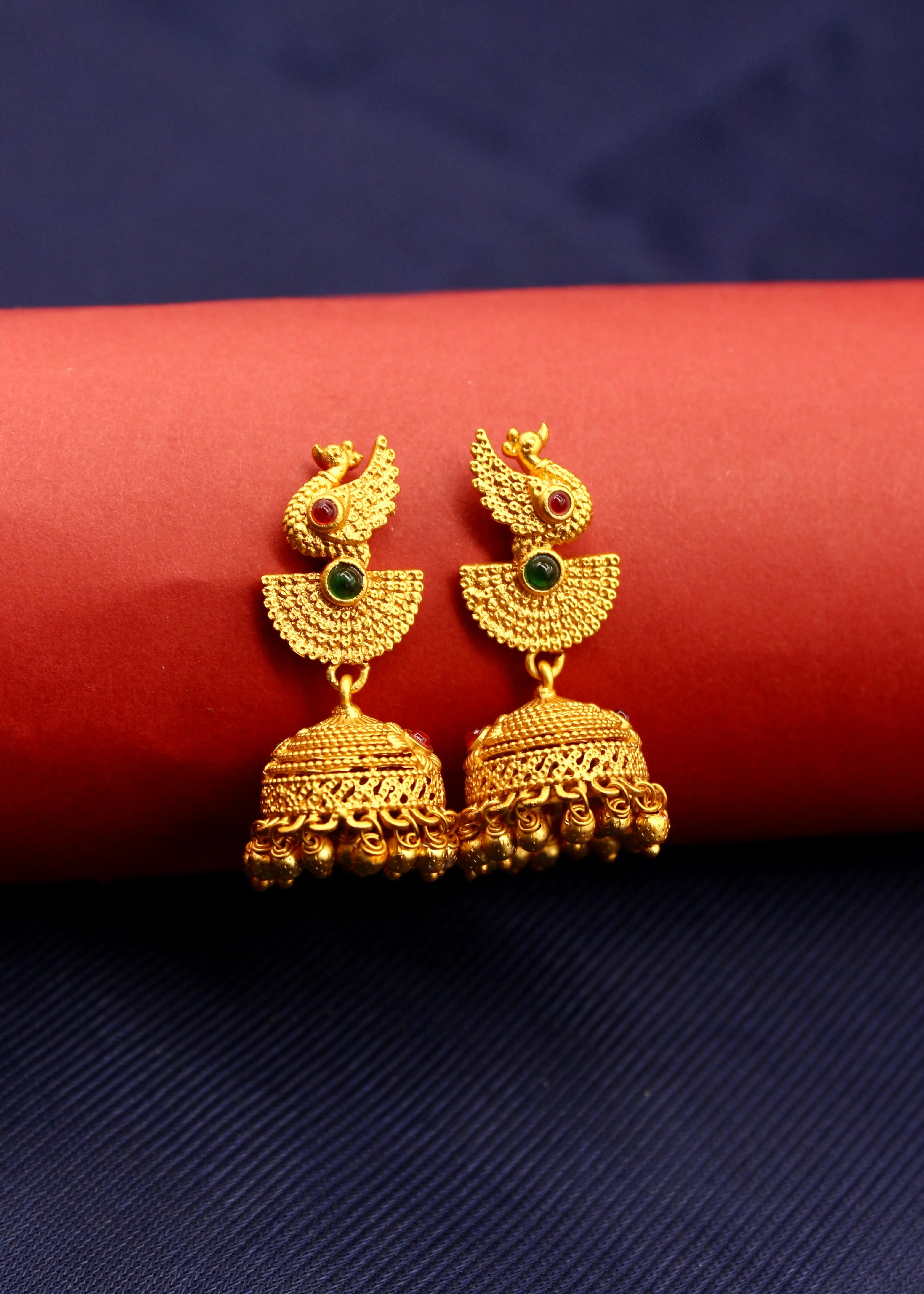 GRACEFUL PEACOCK JHUMKI EARRINGS