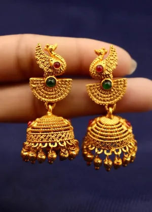 GRACEFUL PEACOCK JHUMKI EARRINGS