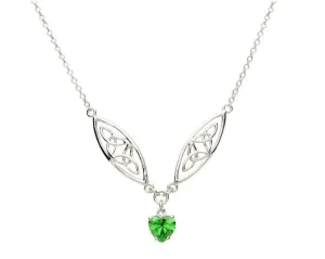 Green Heart Trinity Drop Necklace