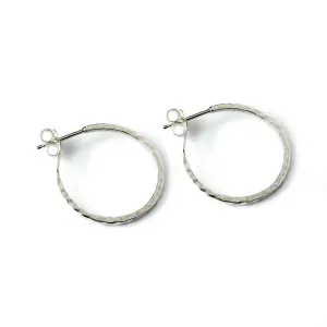 Hammered Silver Hoop Earrings