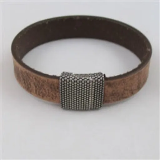 Handcrafted Men's Natural Brown Leather Bracelet