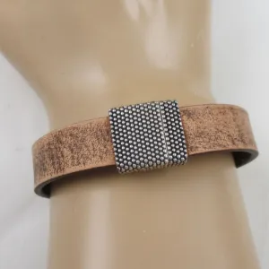 Handcrafted Men's Natural Brown Leather Bracelet