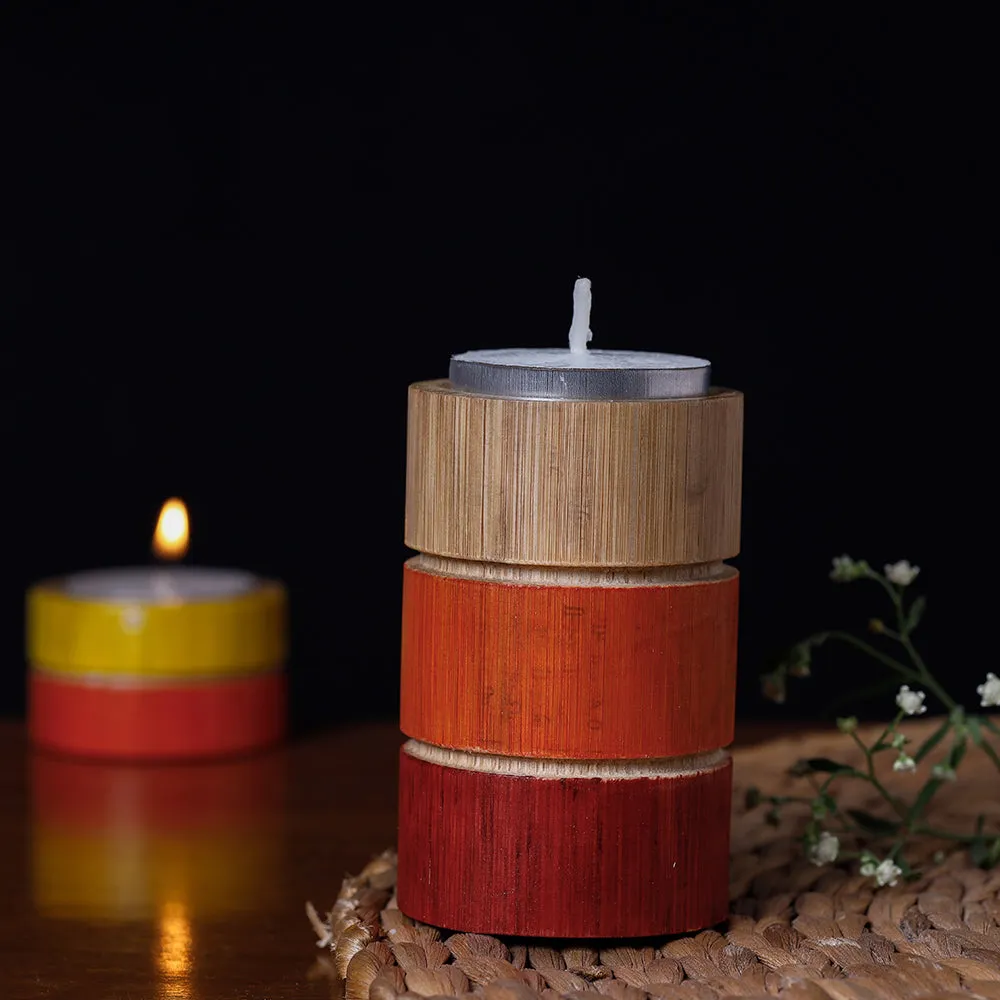 Handcrafted Natural Bamboo Tealight Candle Holder (Large)