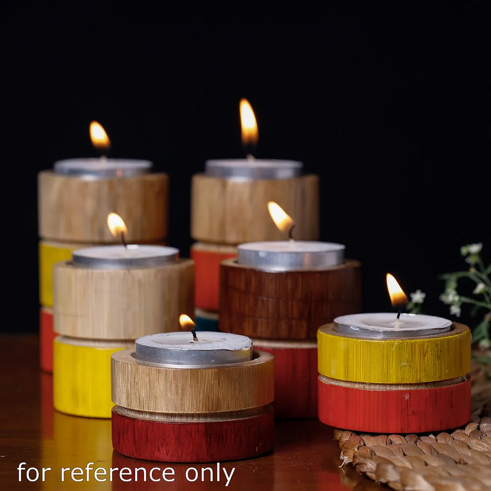 Handcrafted Natural Bamboo Tealight Candle Holder (Large)