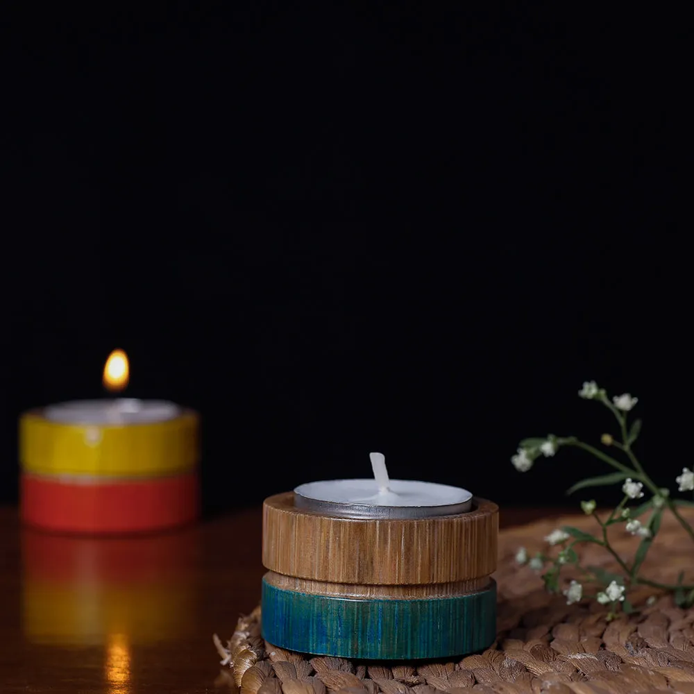 Handcrafted Natural Bamboo Tealight Candle Holder (Small)