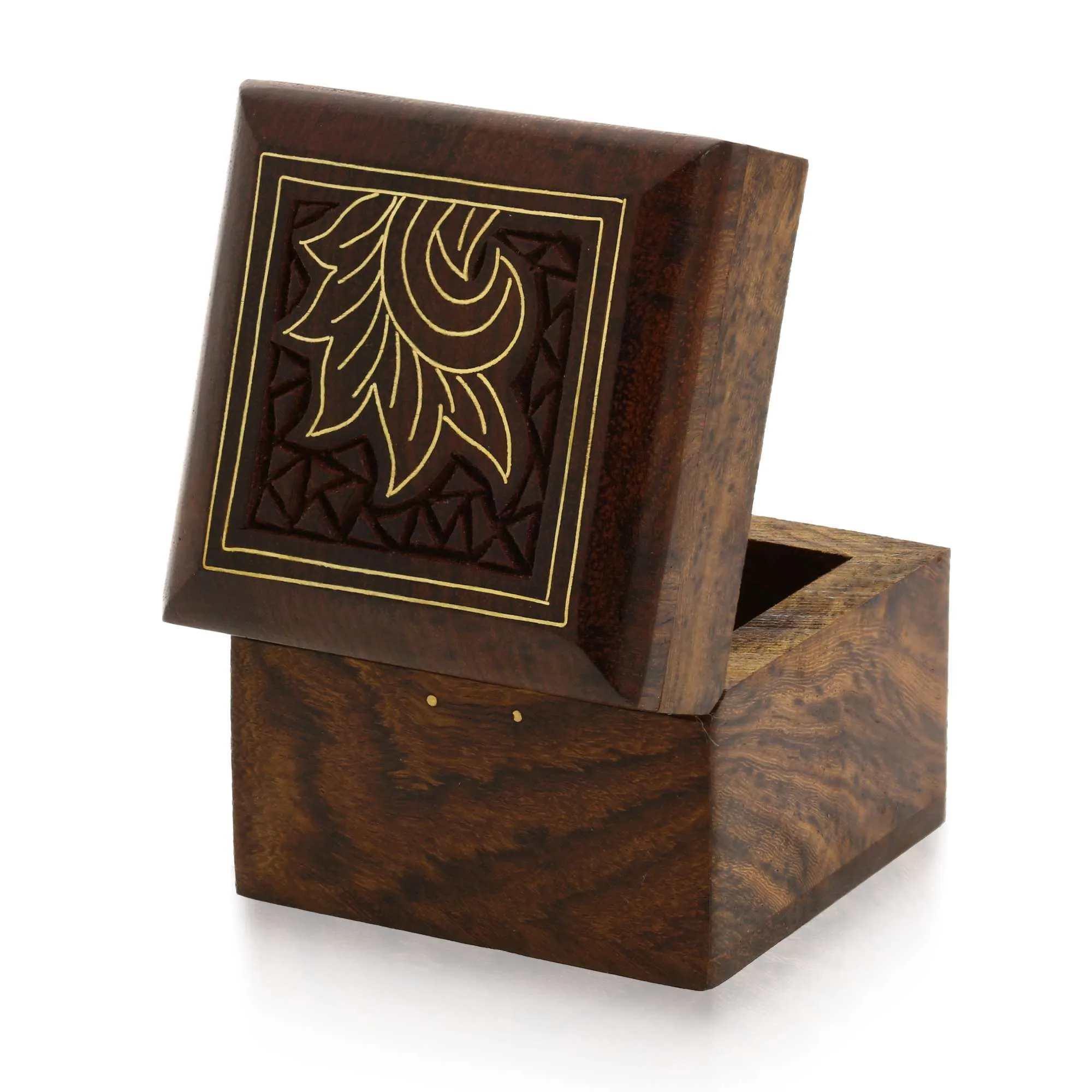 Handmade Indian Wooden Box for Jewelry - Wood Trinket Box-Perfect for Rings Earrings ToeRings  Cuff Links