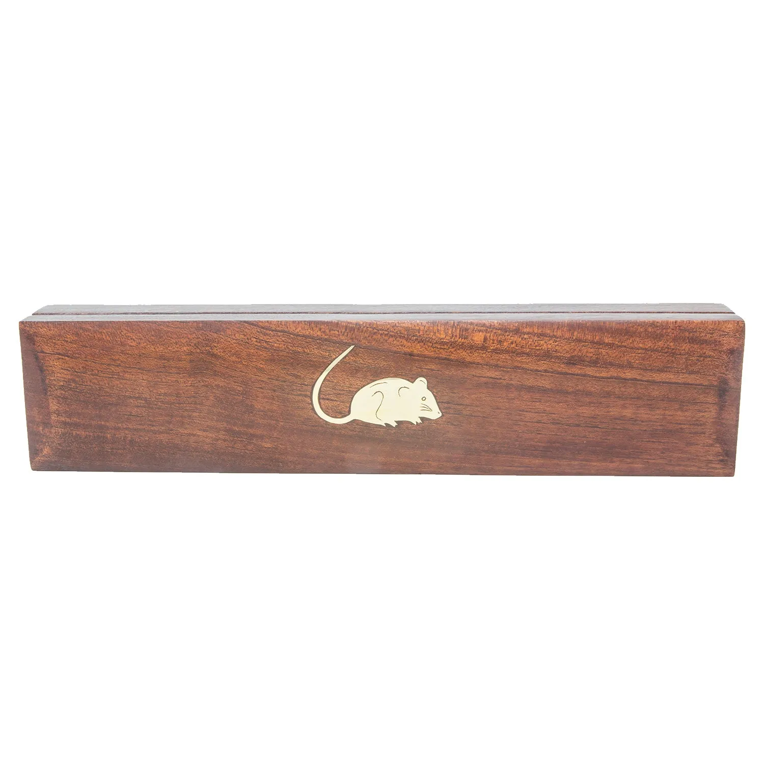 Handmade Long Wooden Box Carved By Traditional Artisans Of India- Wood Box Storage-Rectangular Wood Box-Mouse Charm,11 Inch