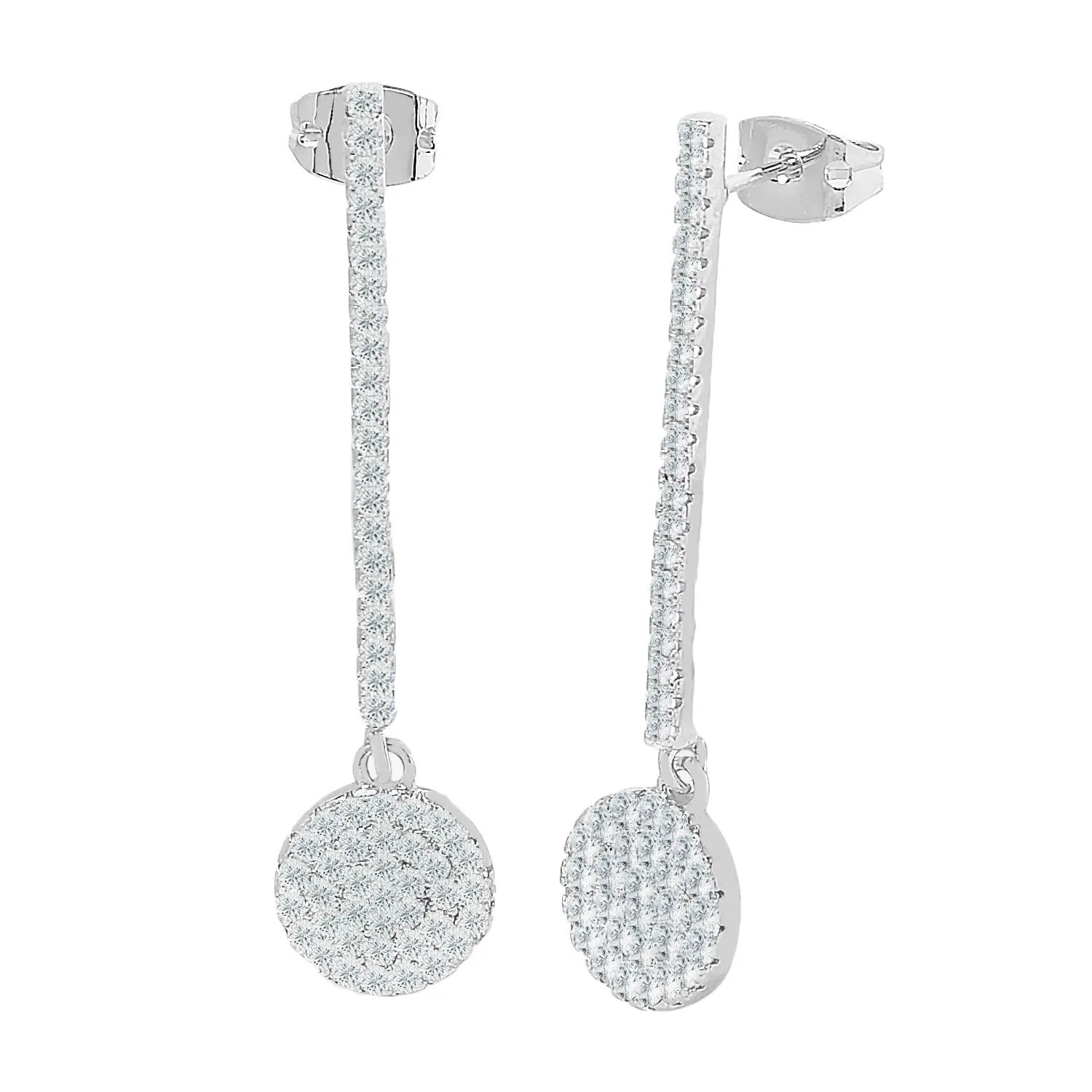 Hazel 18k White Gold Plated Silver Drop Dangle Earrings with Simulated Diamond Crystals