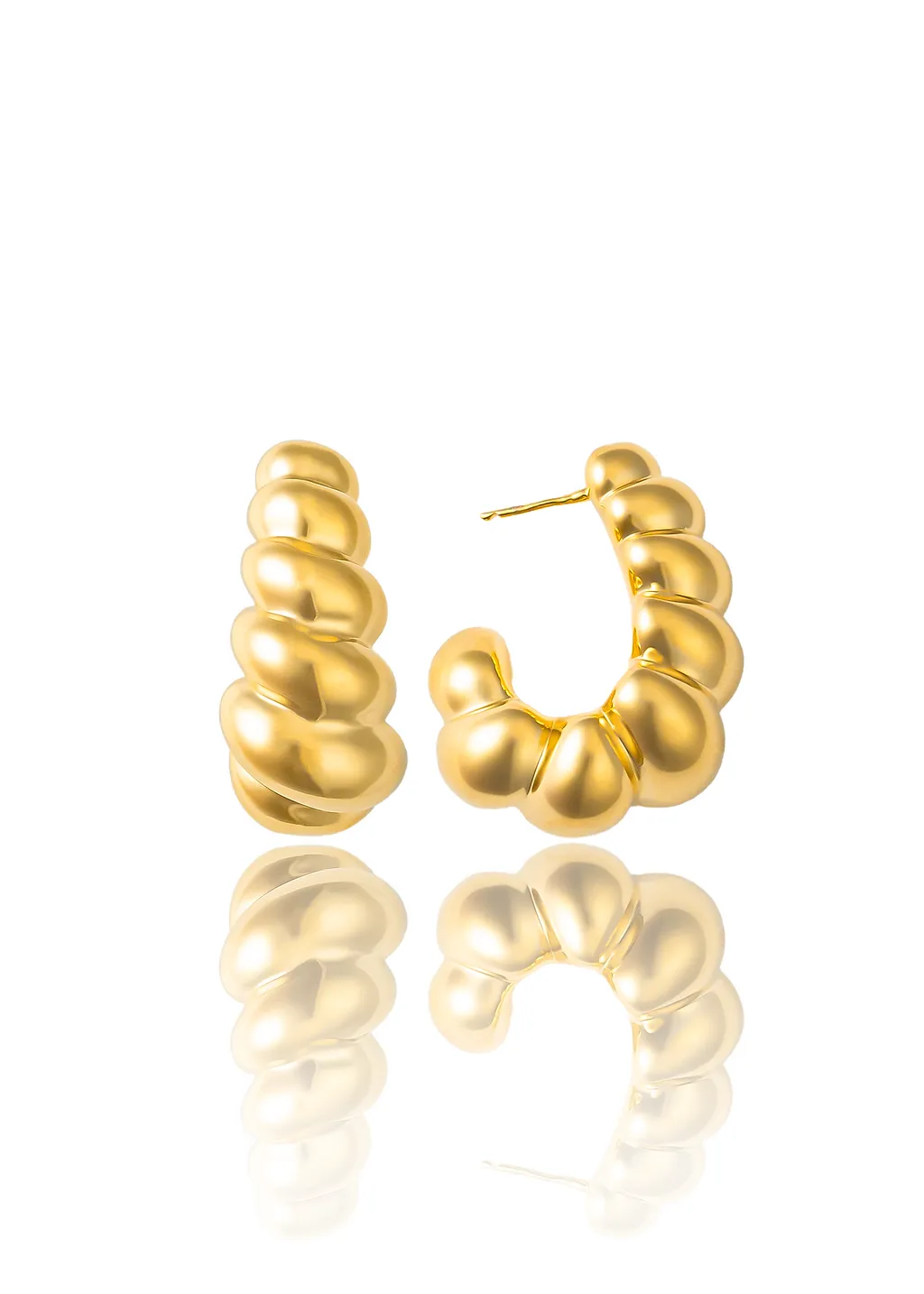 High End Exclusive Roundish Shell Twist Hoops Earrings (L498)