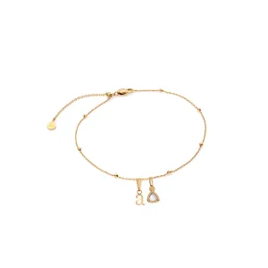 Initial & Birthstone Sphere Chain Anklet (Gold)