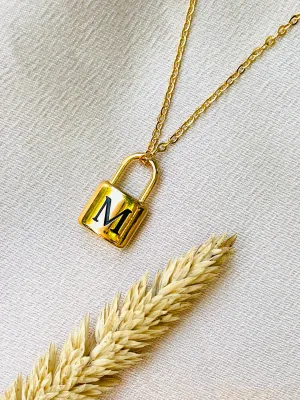 Initial letter necklaces,gold chain,lock#-01561SSN-15