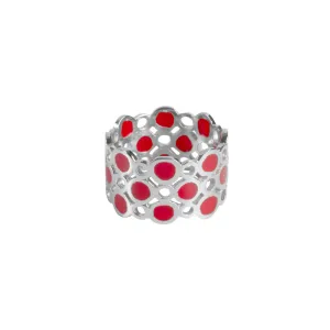 ISADORA CIGAR RING - SILVER/RED