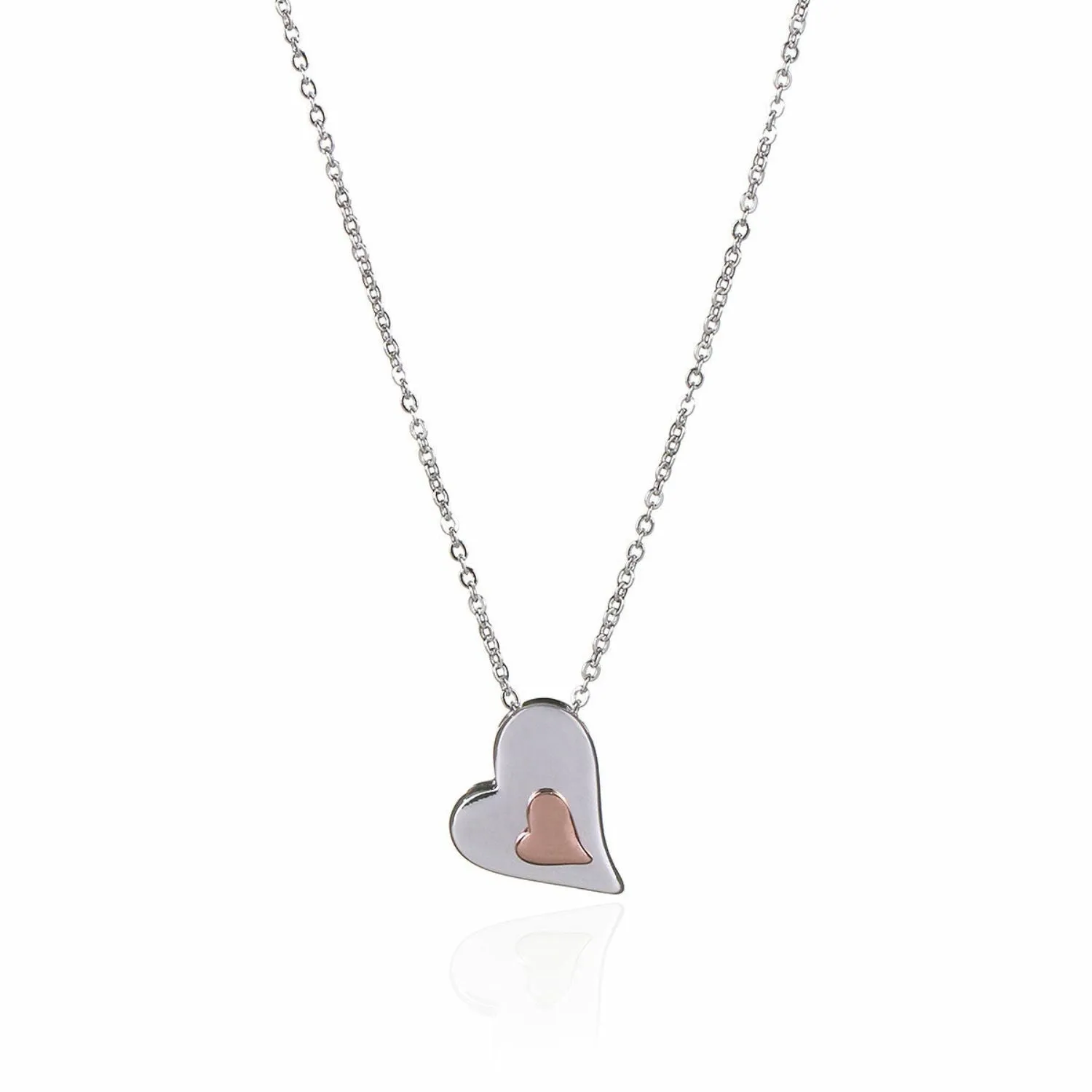 Joe Davies Polished 2 Tone Heart in Heart Necklace