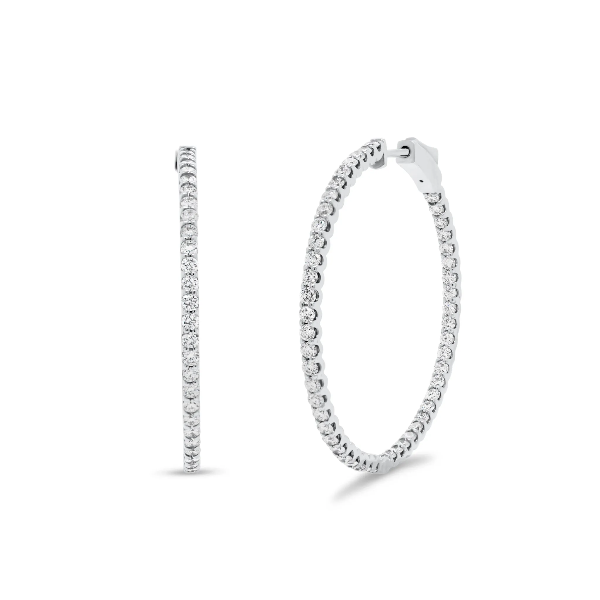 Large Diamond Interior & Exterior Hoop Earrings