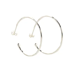 Large Melt Silver Hoops | 35mm