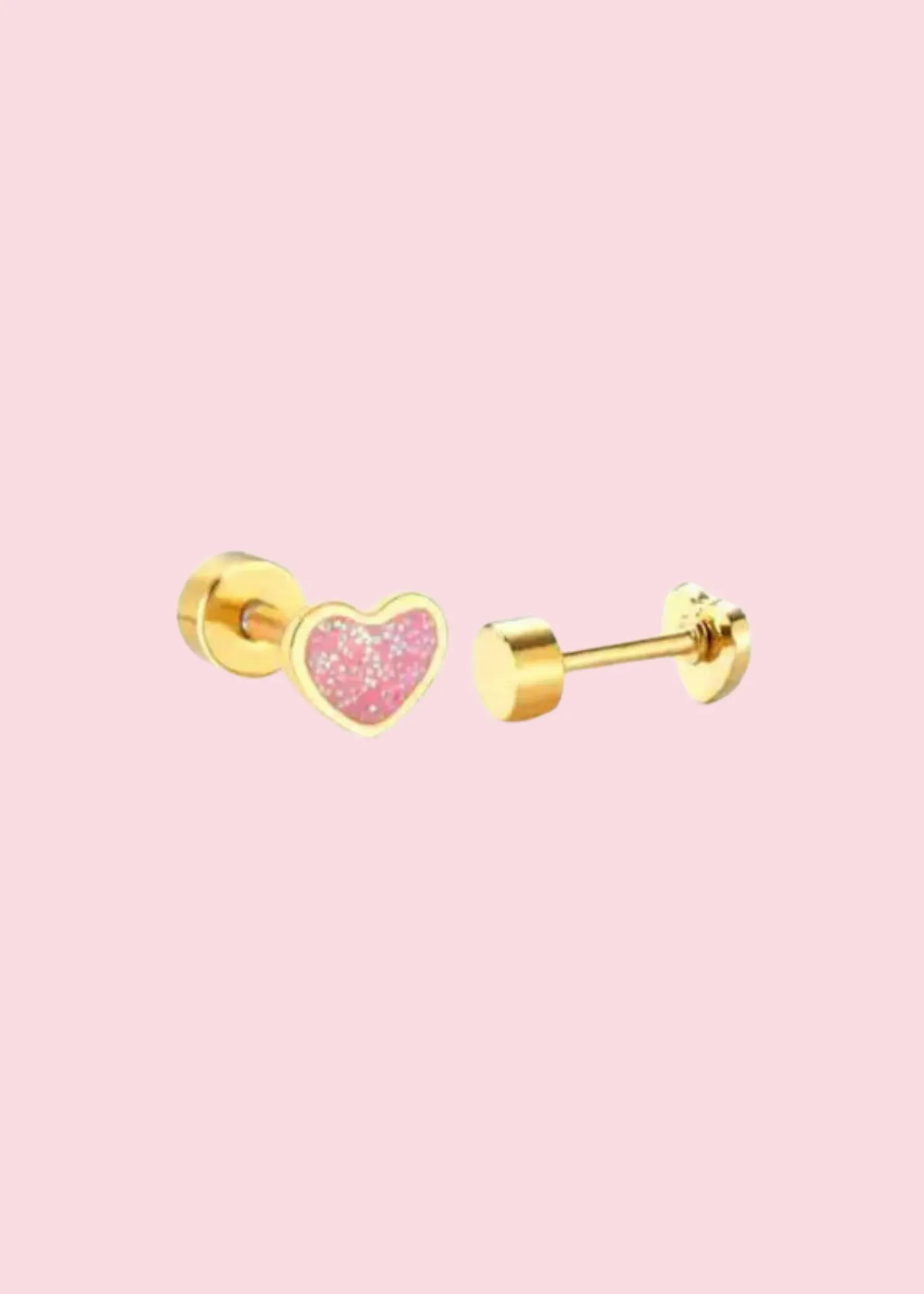 Linny Co. - Pink Nora Heart Flatback Stud Earrings