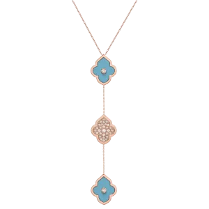 LUCE COLOUR - NECKLACE ROSE GOLD PAVE TURQUOISE & 2 DIAMONDS M