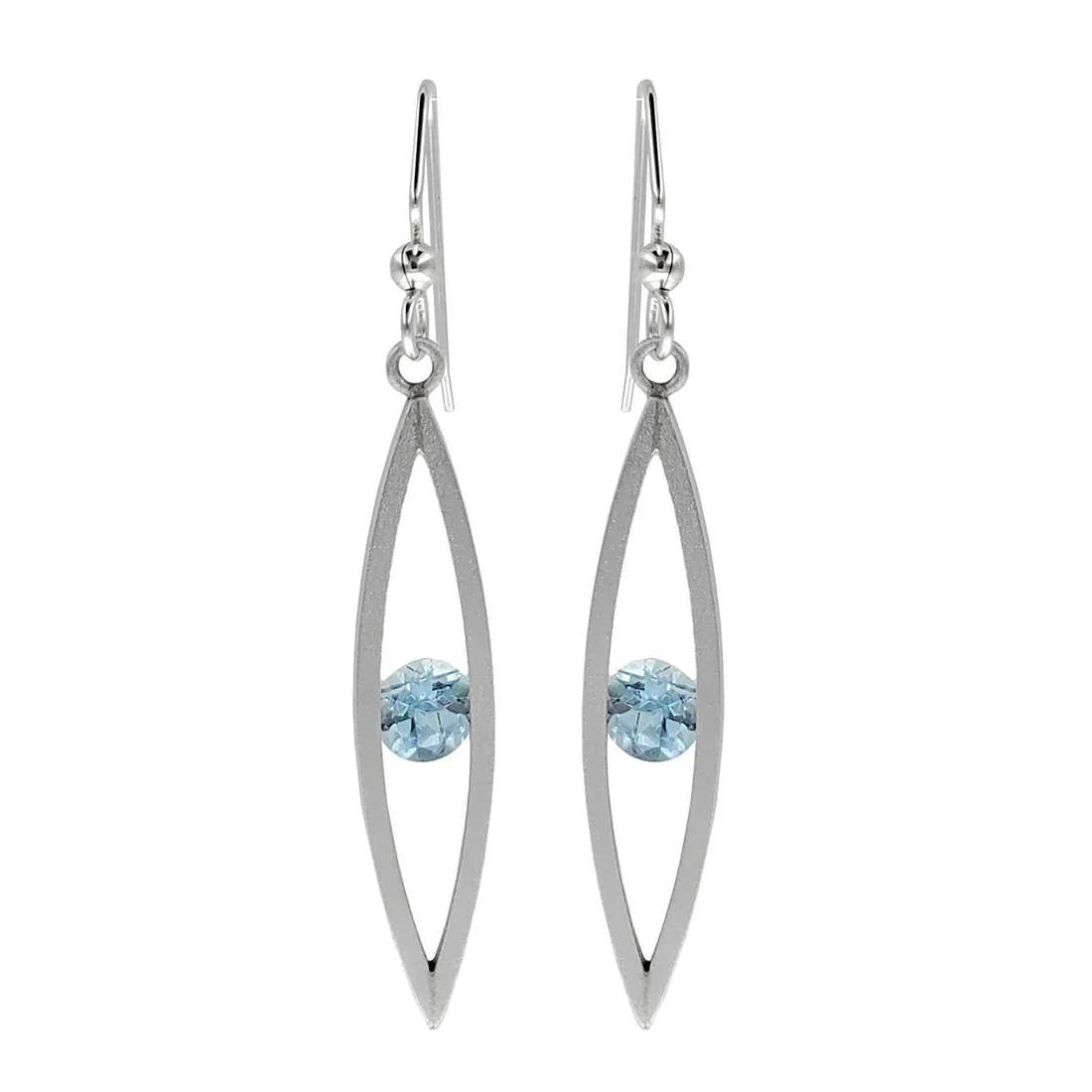 Mar Of Santa Barbara Silver Marquise Blue Topaz Earrings