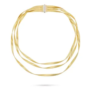 Marco Bicego Marrakech Collection 18K Yellow Gold and Diamond Three Strand Necklace