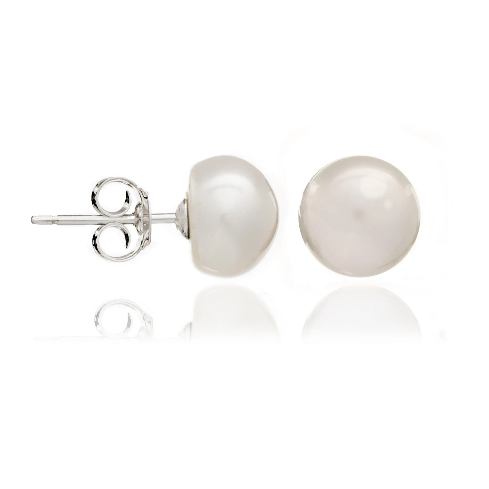 Margarita white button cultured freshwater pearl stud earrings