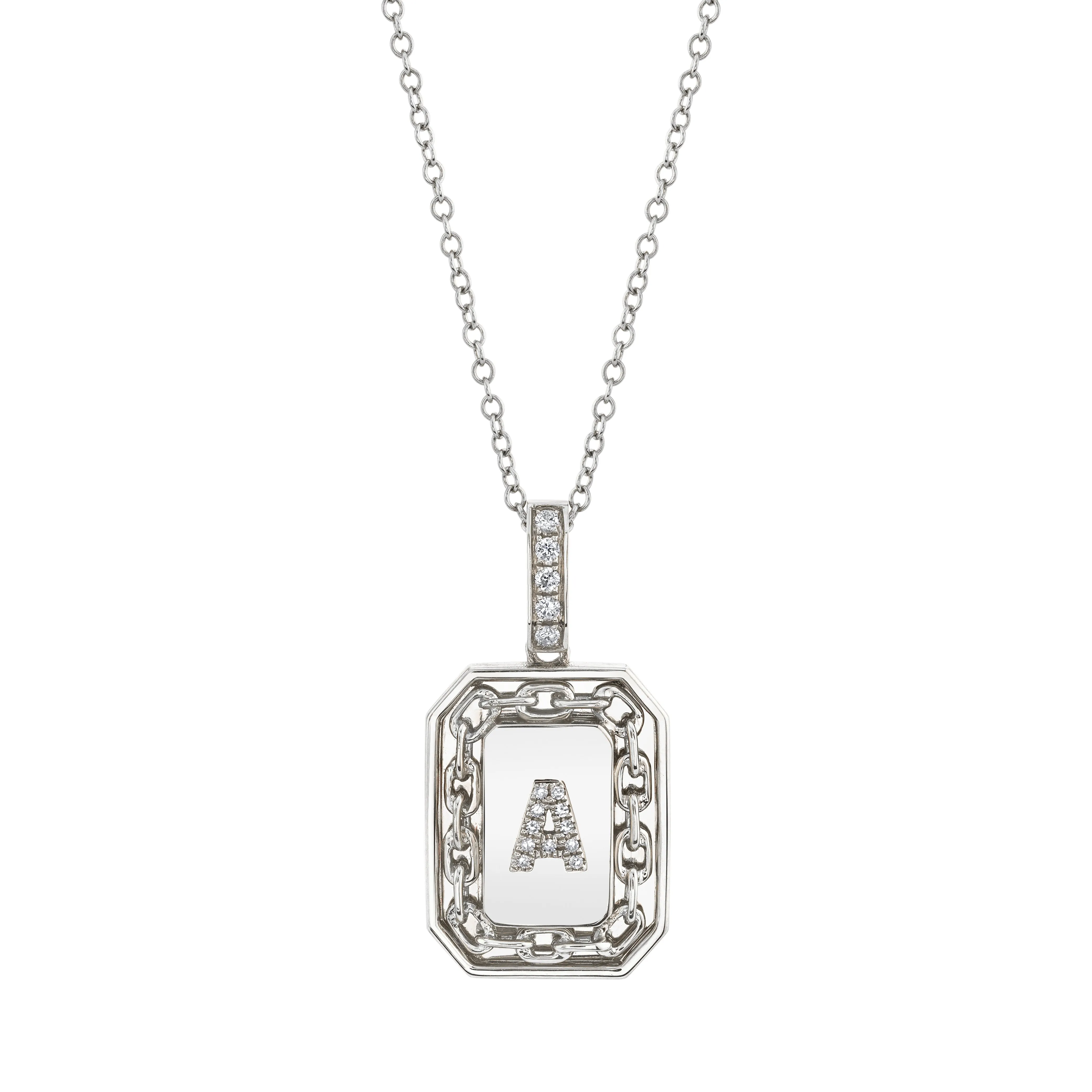 MEN'S DIAMOND INITIAL LINK NAMEPLATE NECKLACE