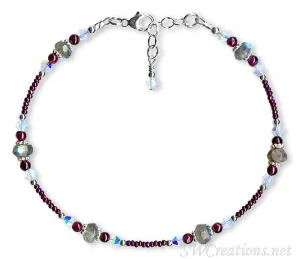 Merry Opal Garnet Labradorite Gemstone Anklet