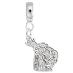 Michigan Charm Dangle Bead In Sterling Silver