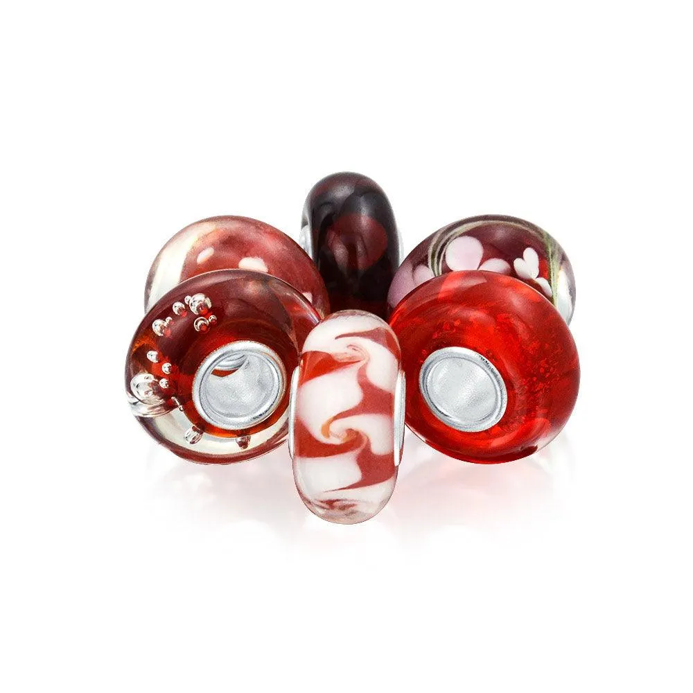 Mixed Set Sterling Silver Core Murano Glass Charm Bead for European Bracelet