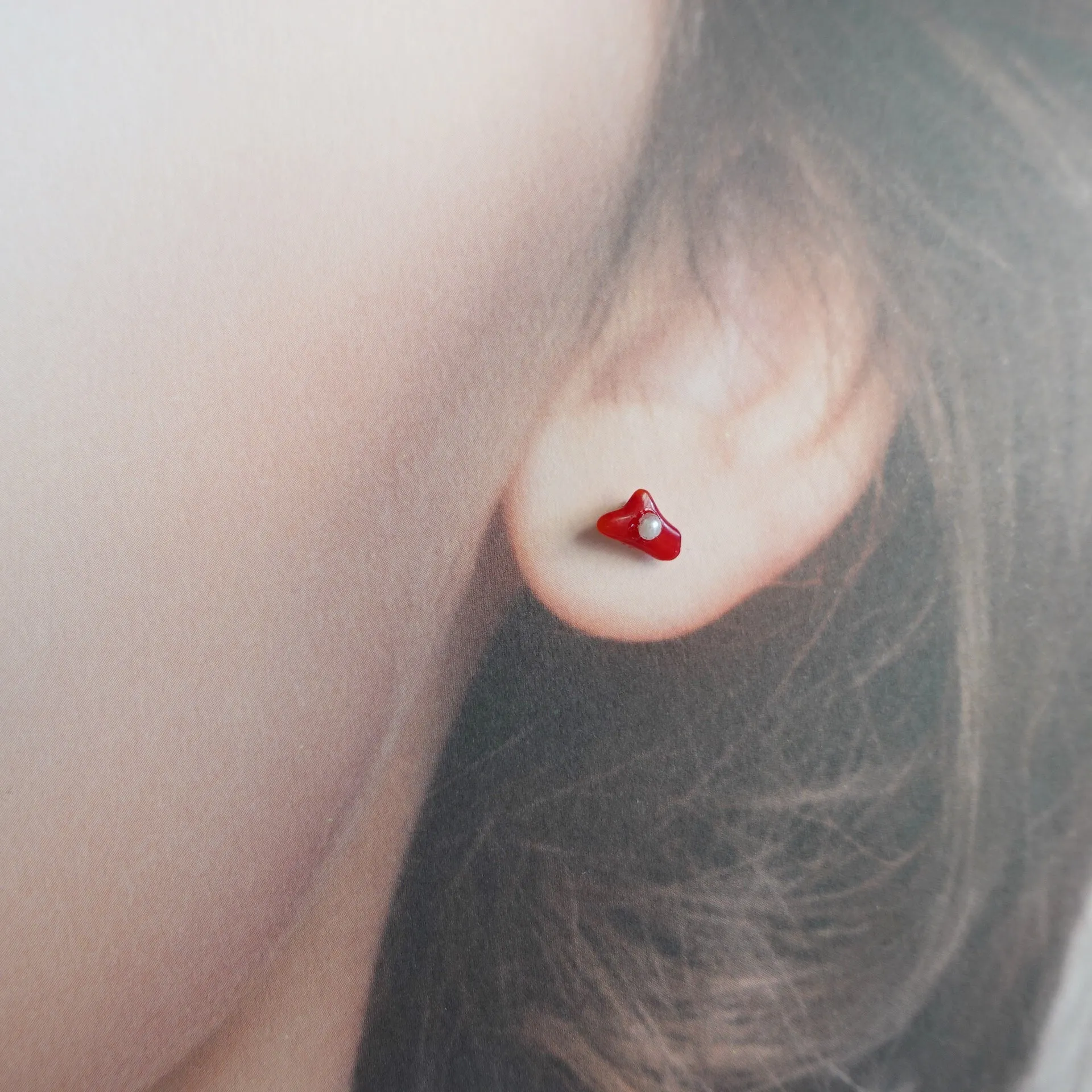 Natural Red Coral Studs