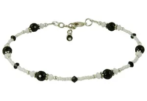 Noir et Blanc Gemstone Beaded Anklet