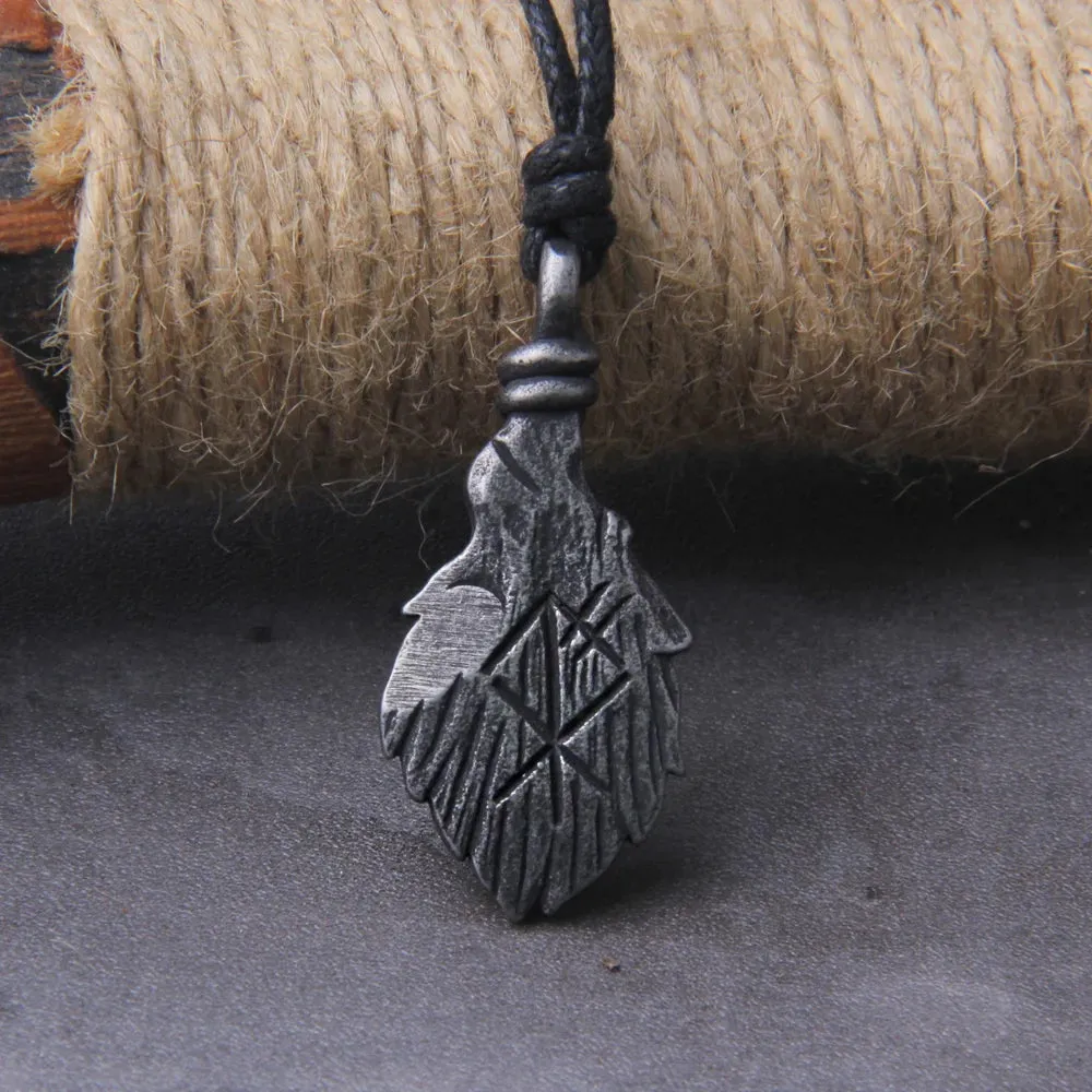 Norse Never Fade Gray Rune Pendant Viking Necklace