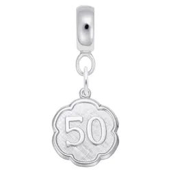 Number 50 Charm Dangle Bead In Sterling Silver