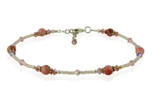 Orchid Peach Jade Gemstone Beaded Anklet