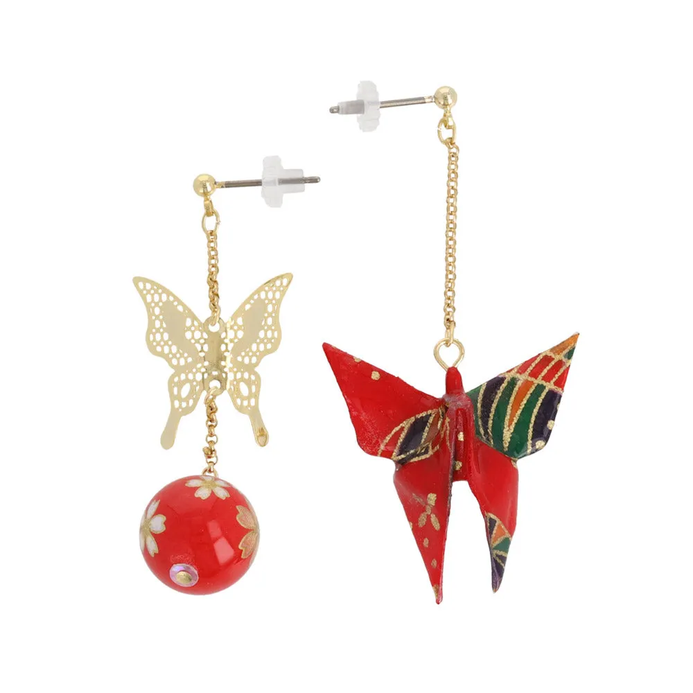 Origami Butterfly Asymmetric Earrings