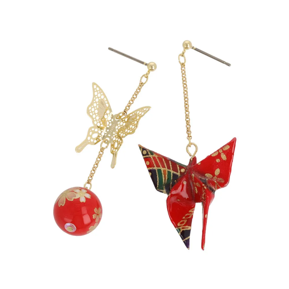 Origami Butterfly Asymmetric Earrings