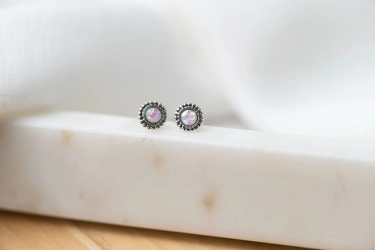 Ornate Opal Studs