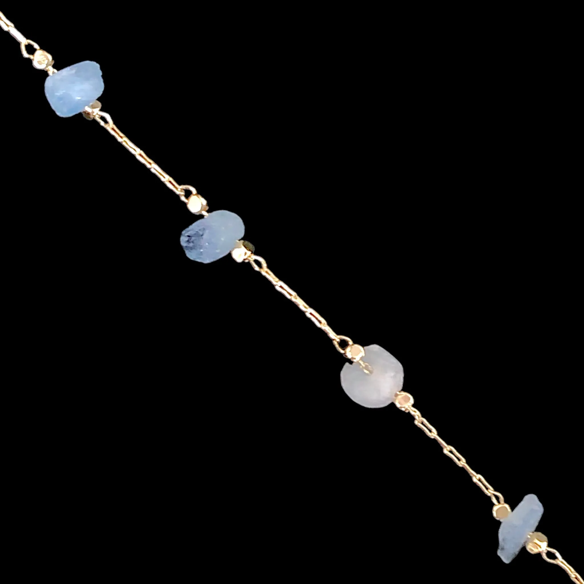 Oro Laminado Gold Filled Natural Blue Quartz Anklet (PACK OF 6)