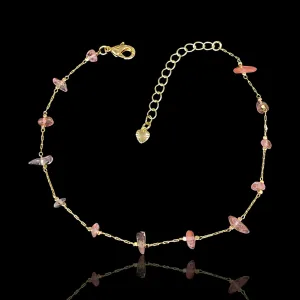 Oro Laminado Gold Filled Natural Rose Quartz Anklet (PACK OF 6)