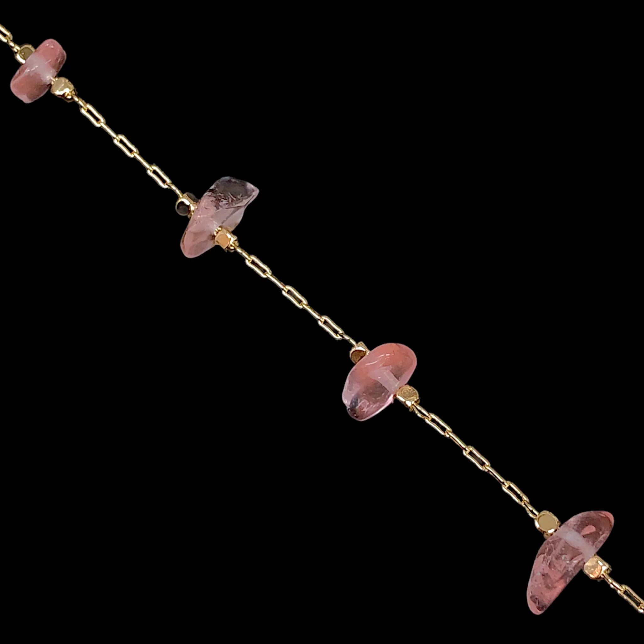 Oro Laminado Gold Filled Natural Rose Quartz Anklet (PACK OF 6)