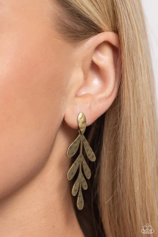 Paparazzi Earring ~ Jungle Fauna - Brass