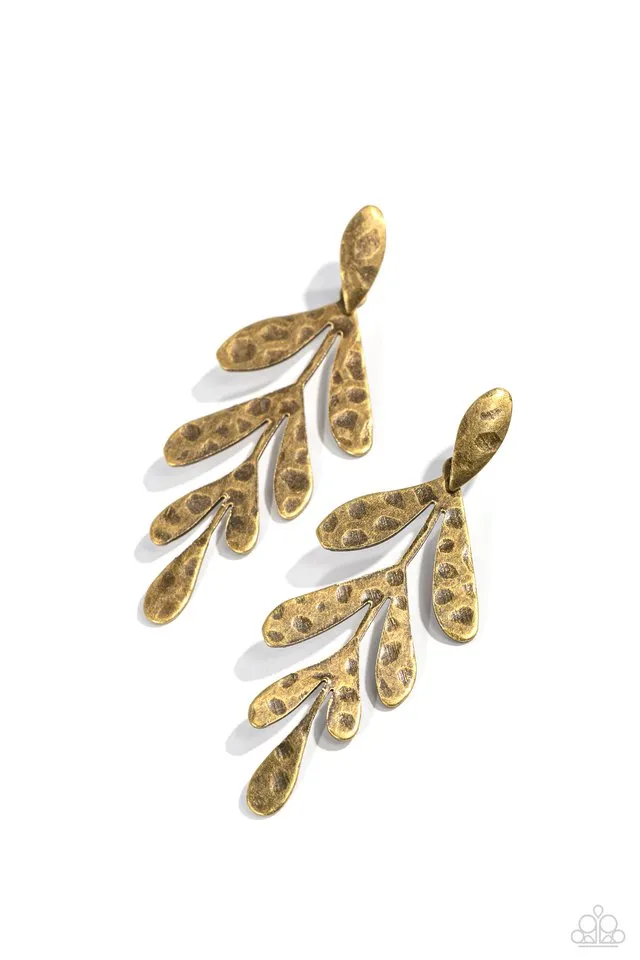 Paparazzi Earring ~ Jungle Fauna - Brass