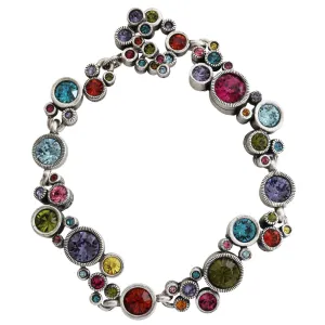 Patricia Locke Ovation Sterling Silver Plated Swarovski Crystal Multi Color Mosaic Rainbow Bracelet, 7.25" Fling BR0336S