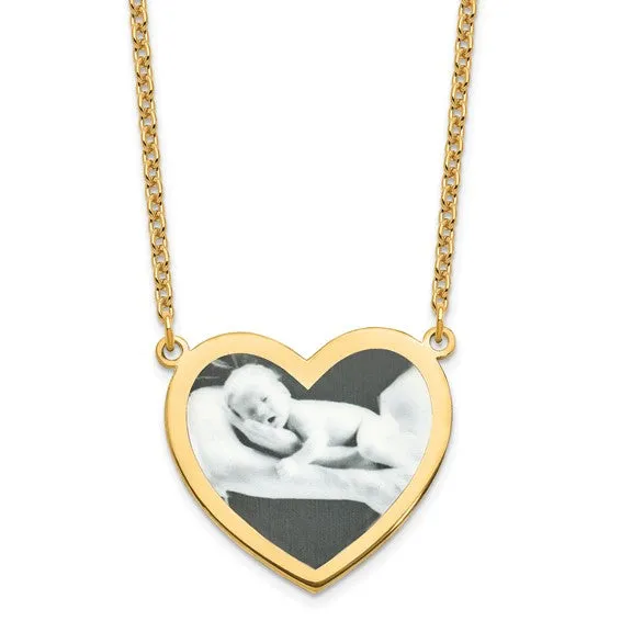 Personalized Large 1 inch Photo Heart Necklace