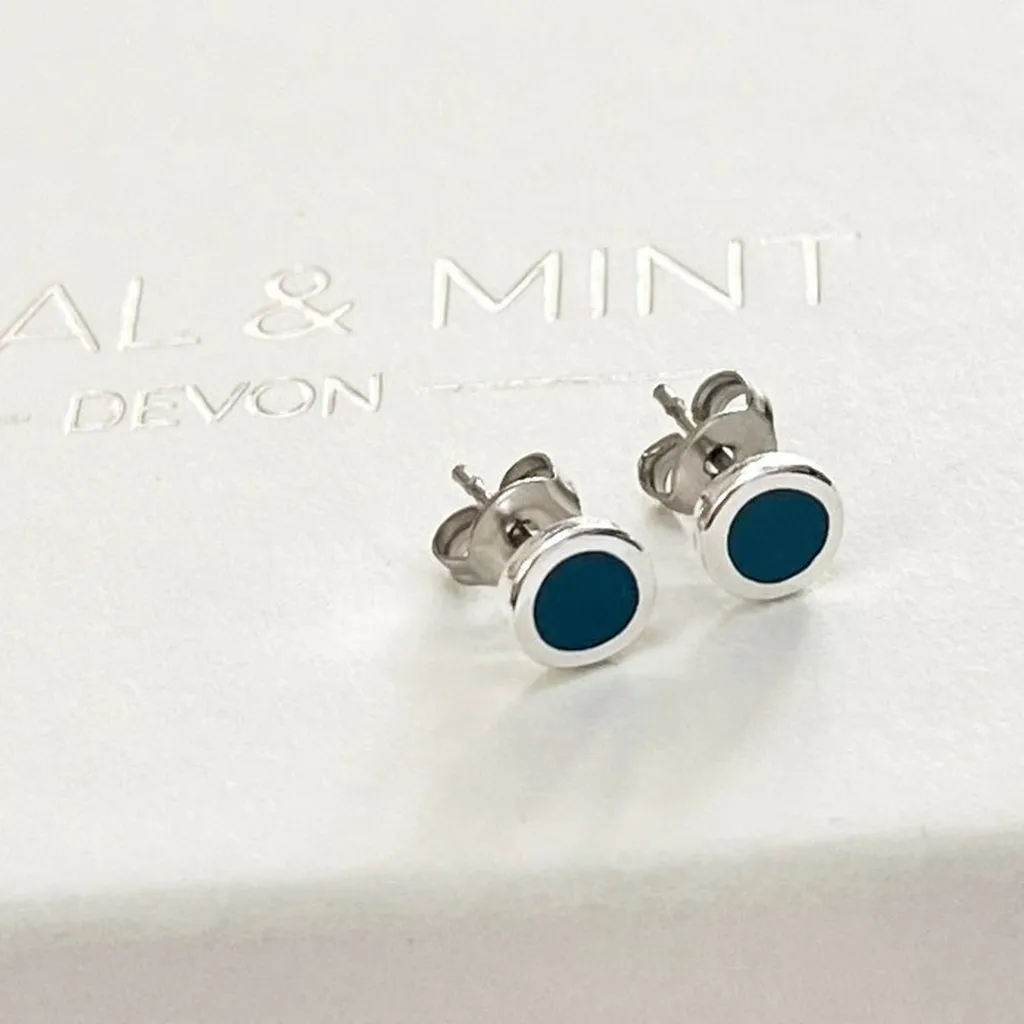 Petrol Blue Enamel Studs