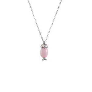 Pink Opal Silver Owl Pendant